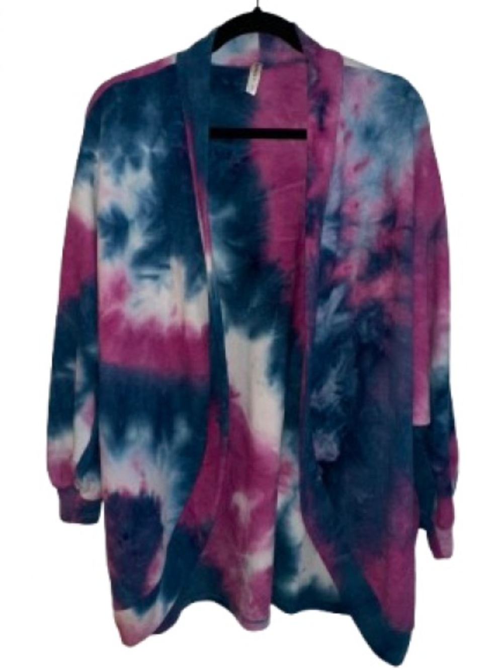 Emerald Tie-Dye Open Front Cardigan - Pink & Blue